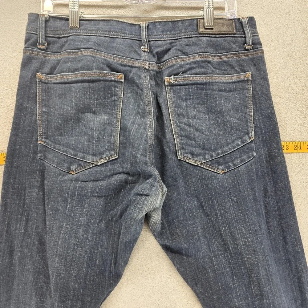 Selvedge Jeans Mens Blue SPAO Medium Wash‎ Zip Fly Whiskers Tapered Fits 32x30